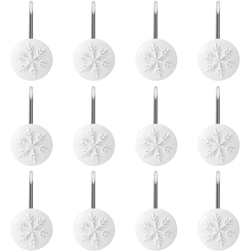 12-Piece: Snowflake Anti-Rust Round Shower Curtain Hooks for Home Bathroom Decor