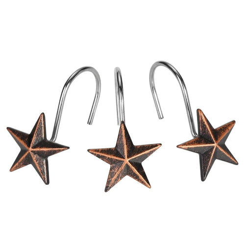 12-Pieces: Anti-Rust Star Decorative Shower Curtain Hooks