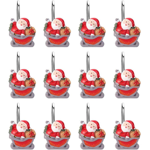 12-Pieces: Christmas Shower Curtain Anti-Rust Hooks