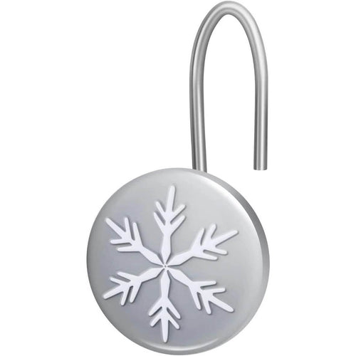 12-Pieces: Christmas Snowflake Anti-Rust Round Shower Curtain Hooks