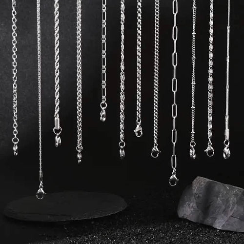 12-Pieces: Stainless Steel Clavicle Necklace Set