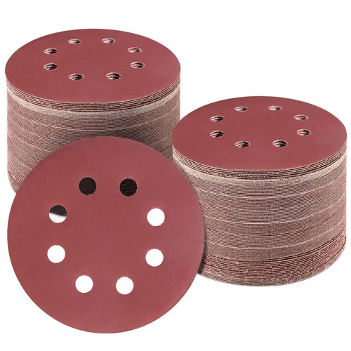 120-Pack: 5-Inch 8 Hole Round Sandpapers