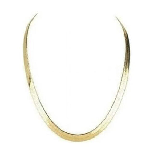 14K Gold High Polish Finish Flat Herringbone Chain Necklace