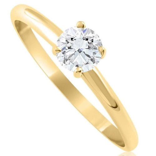 14k Yellow Gold 5/8Ct Round-Cut Solitaire Diamond Engagement Ring High Polished