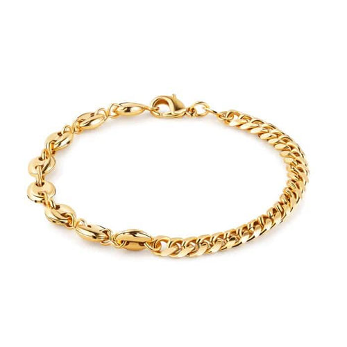 18K Gold Mariner & Cuban Link Bracelet