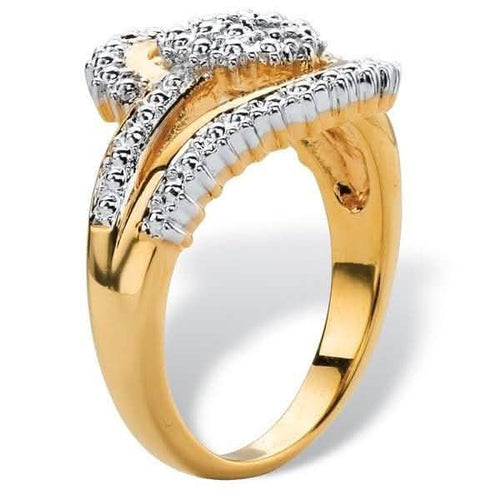 18K Gold Plated 0.15 Ct Diamond Accent Swirl Ring