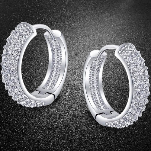 18K White Gold Micro Pave Petite Huggie Earrings