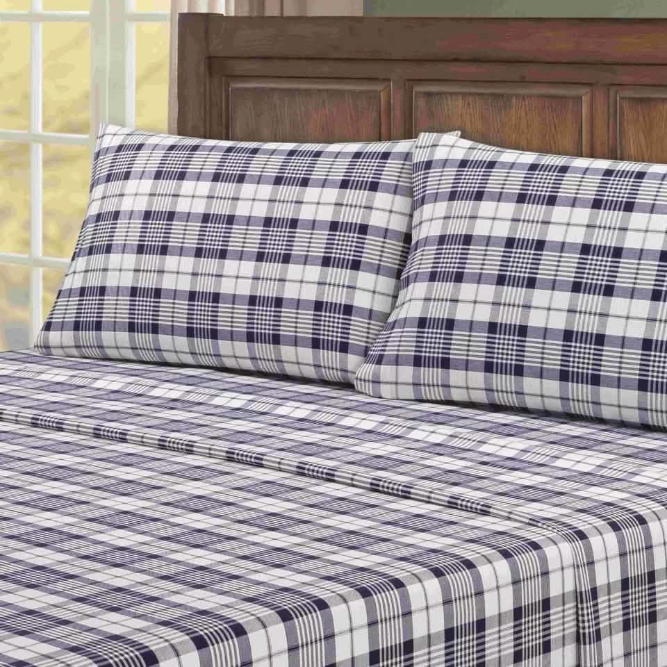 4-Piece: Kathy Ireland 100% Turkish Cotton Flannel Sheet Set