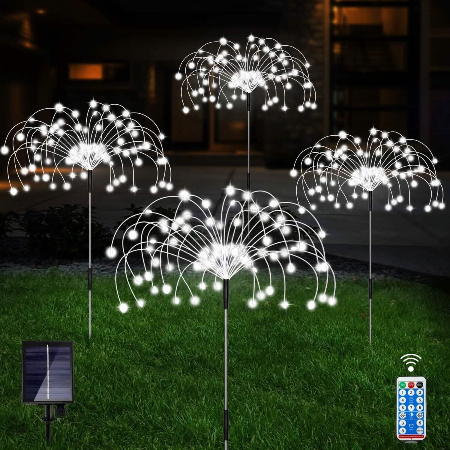 4-Pack: Solar Lights Outdoor, Warm White Garden Lights