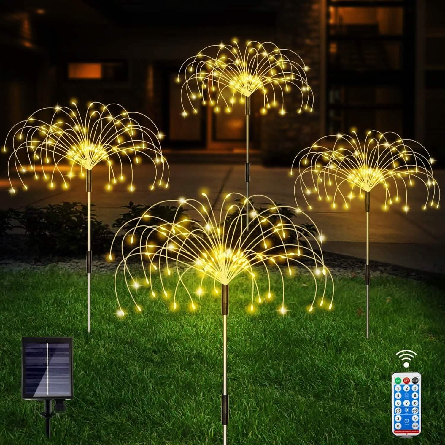 4-Pack: Solar Lights Outdoor, Warm White Garden Lights