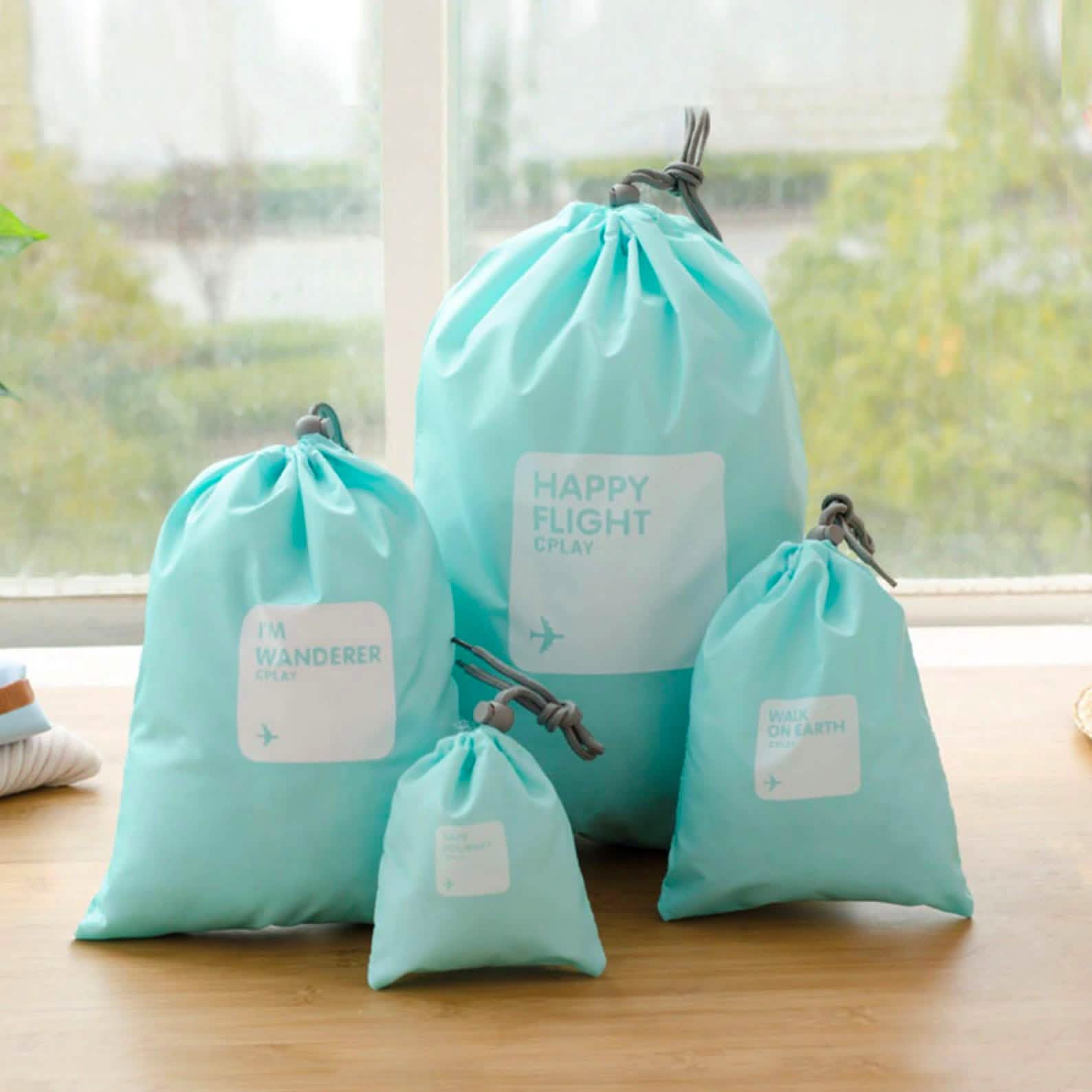 4-Pack: Waterproof Drawstring Bag Set