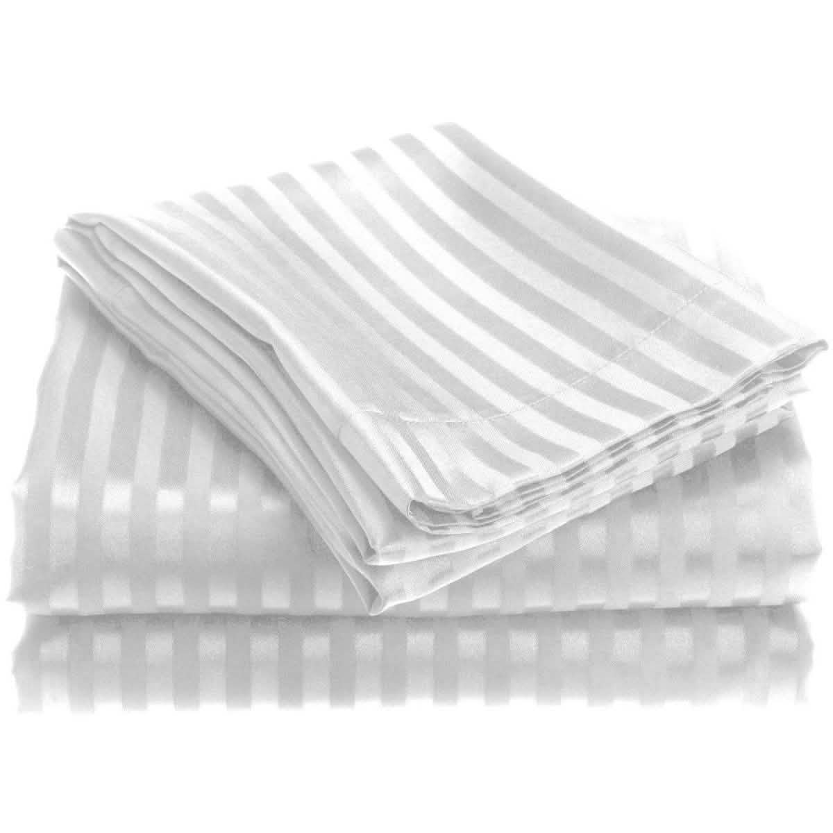 4-Piece: 1800 Series Brushed Microfiber Dobby Striped Sheet Set