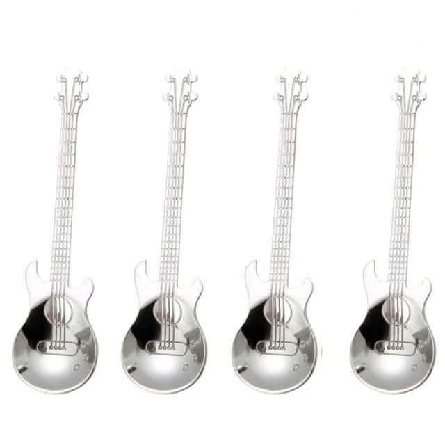 4-Piece: Guitar-Shaped Spoon Set