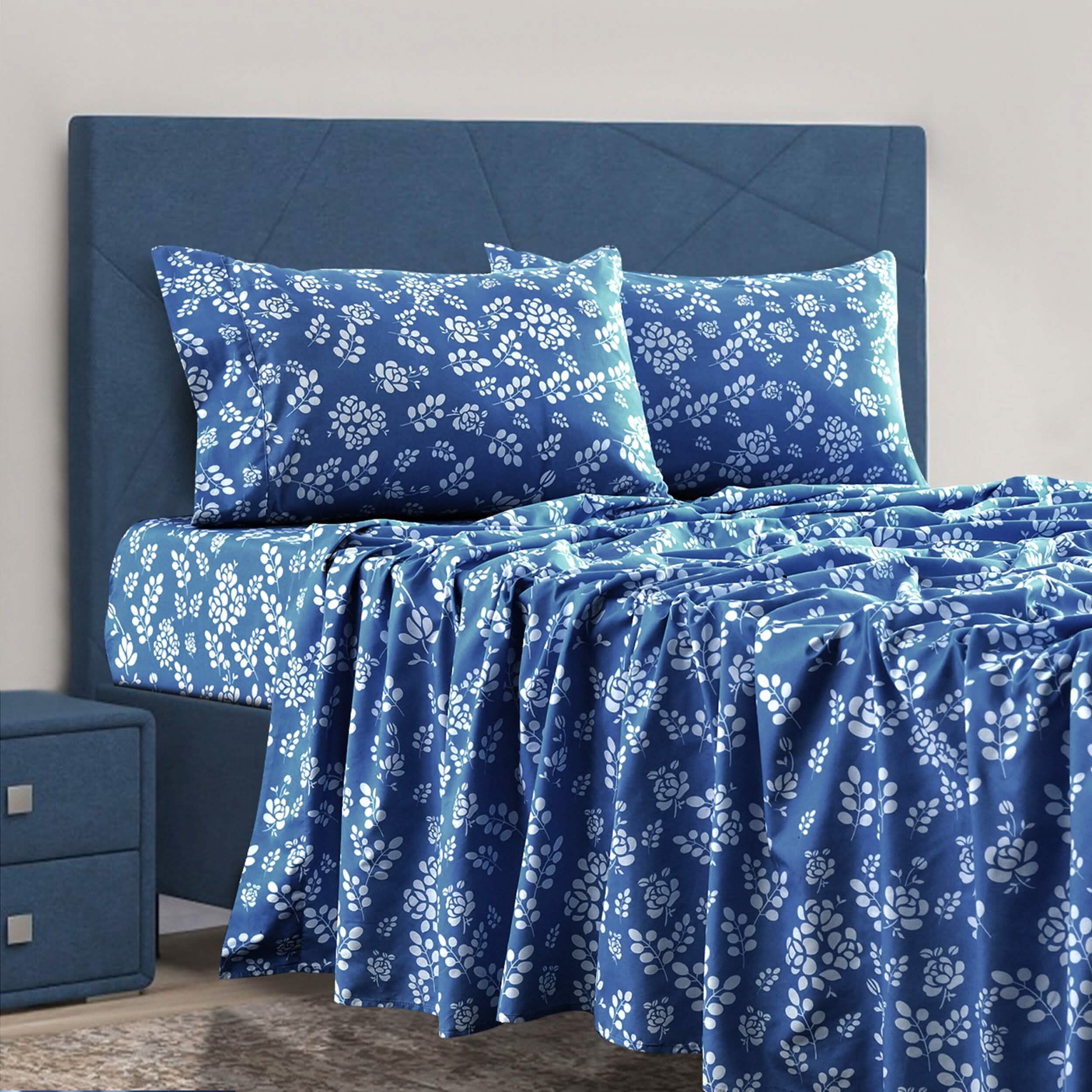 4-Piece Set: Floral Sheets Set Hypoallergenic Microfiber Ultra Soft Bed Sheets