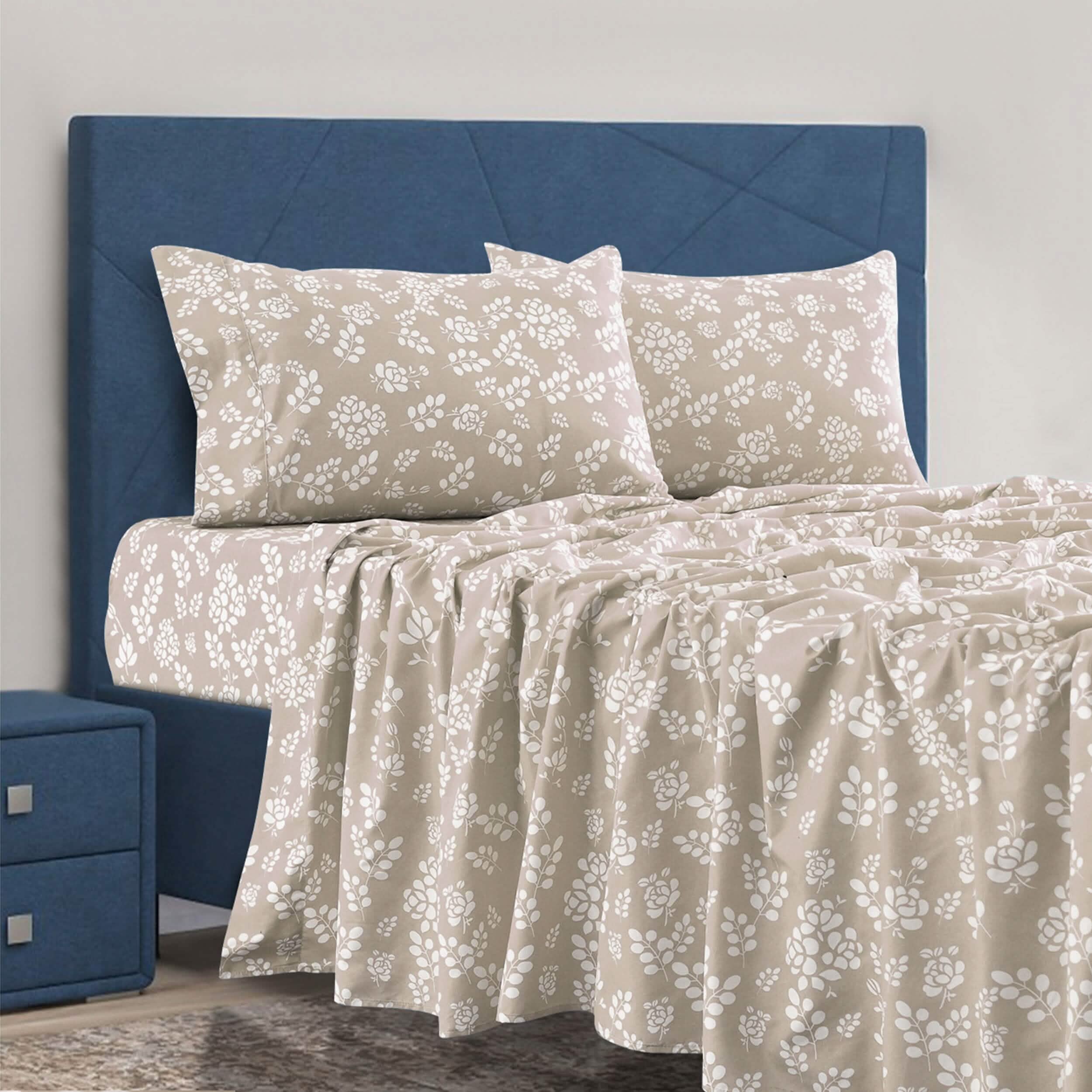 4-Piece Set: Floral Sheets Set Hypoallergenic Microfiber Ultra Soft Bed Sheets