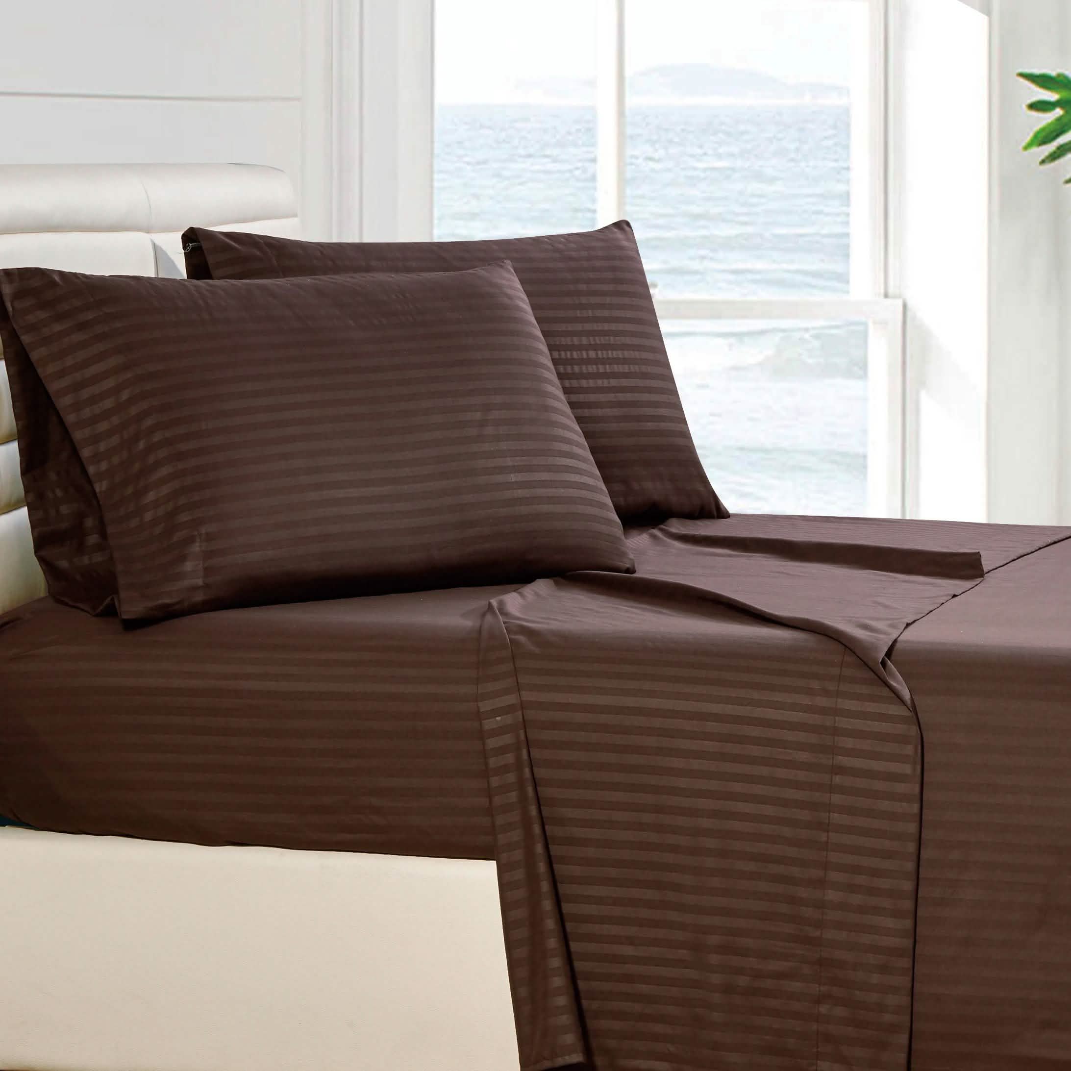 4-Piece: Stripe Smooth Textured Bedding Sheet Set