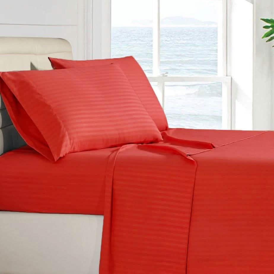 4-Piece: Stripe Smooth Textured Bedding Sheet Set