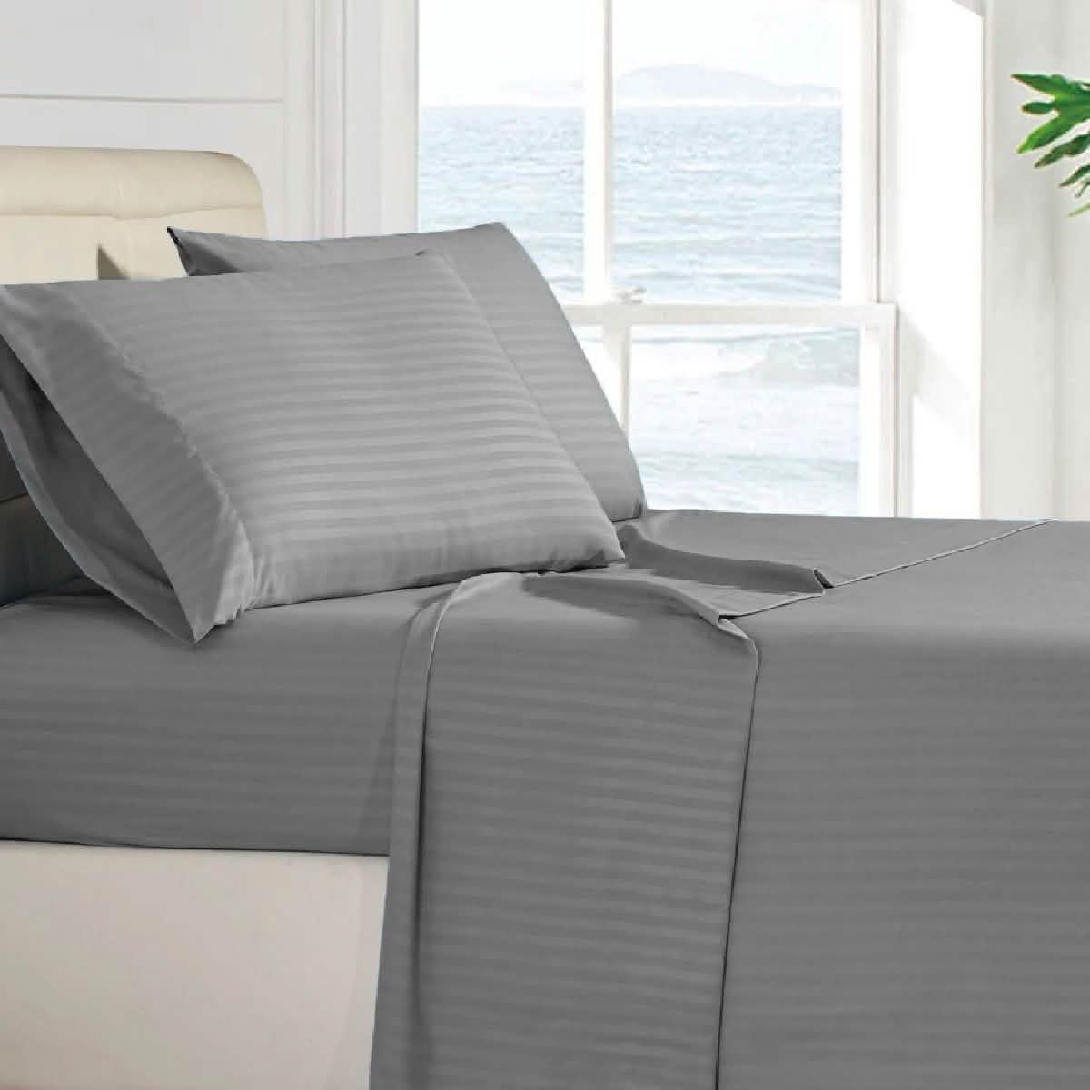 4-Piece: Stripe Smooth Textured Bedding Sheet Set