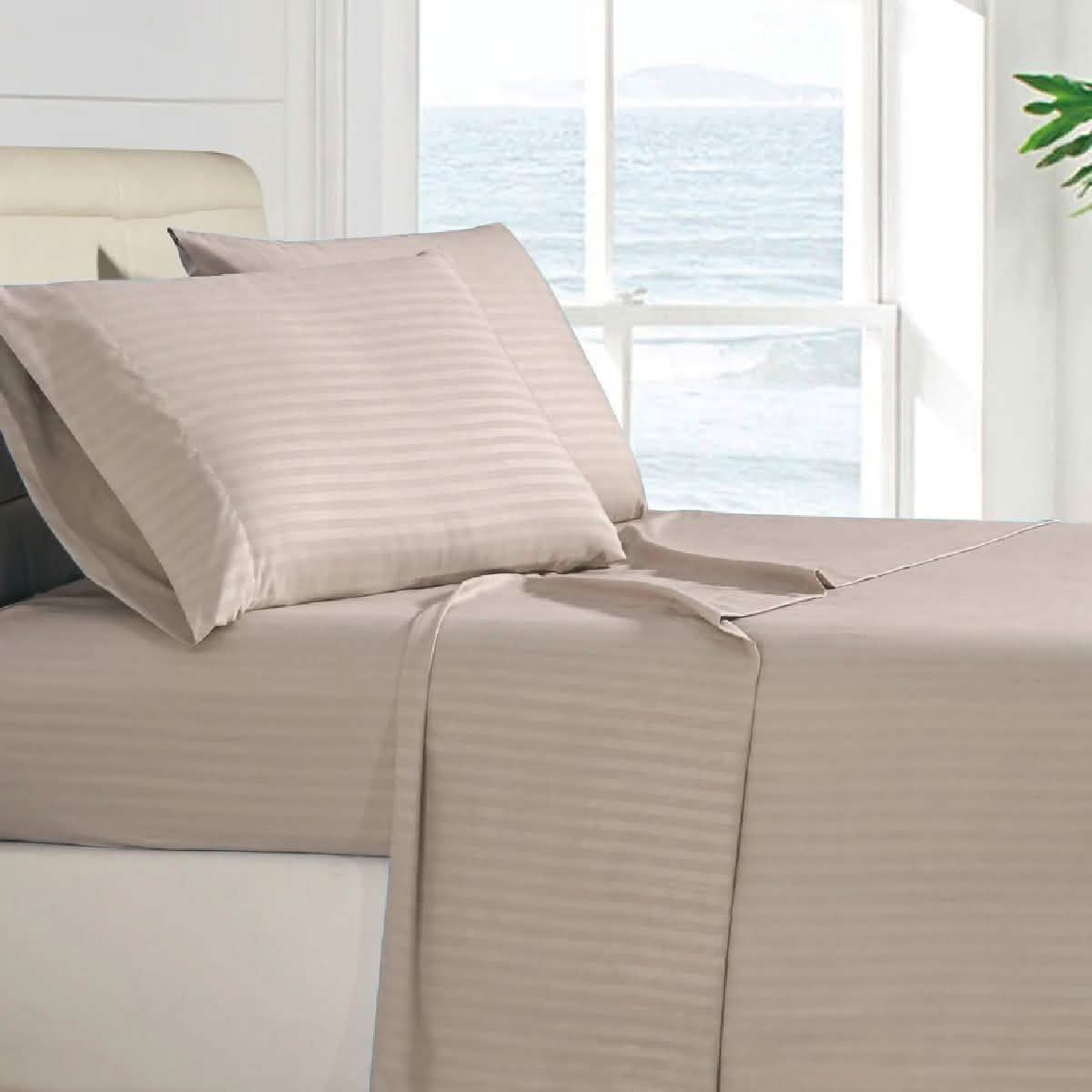 4-Piece: Stripe Smooth Textured Bedding Sheet Set