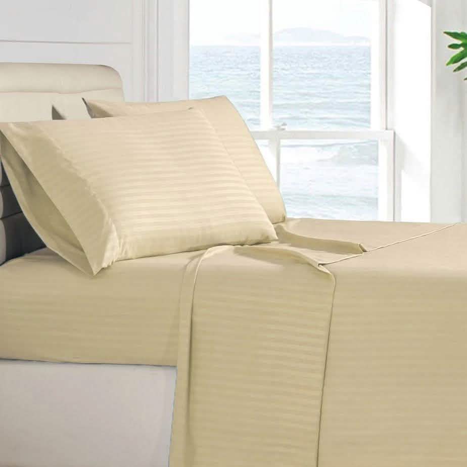 4-Piece: Stripe Smooth Textured Bedding Sheet Set