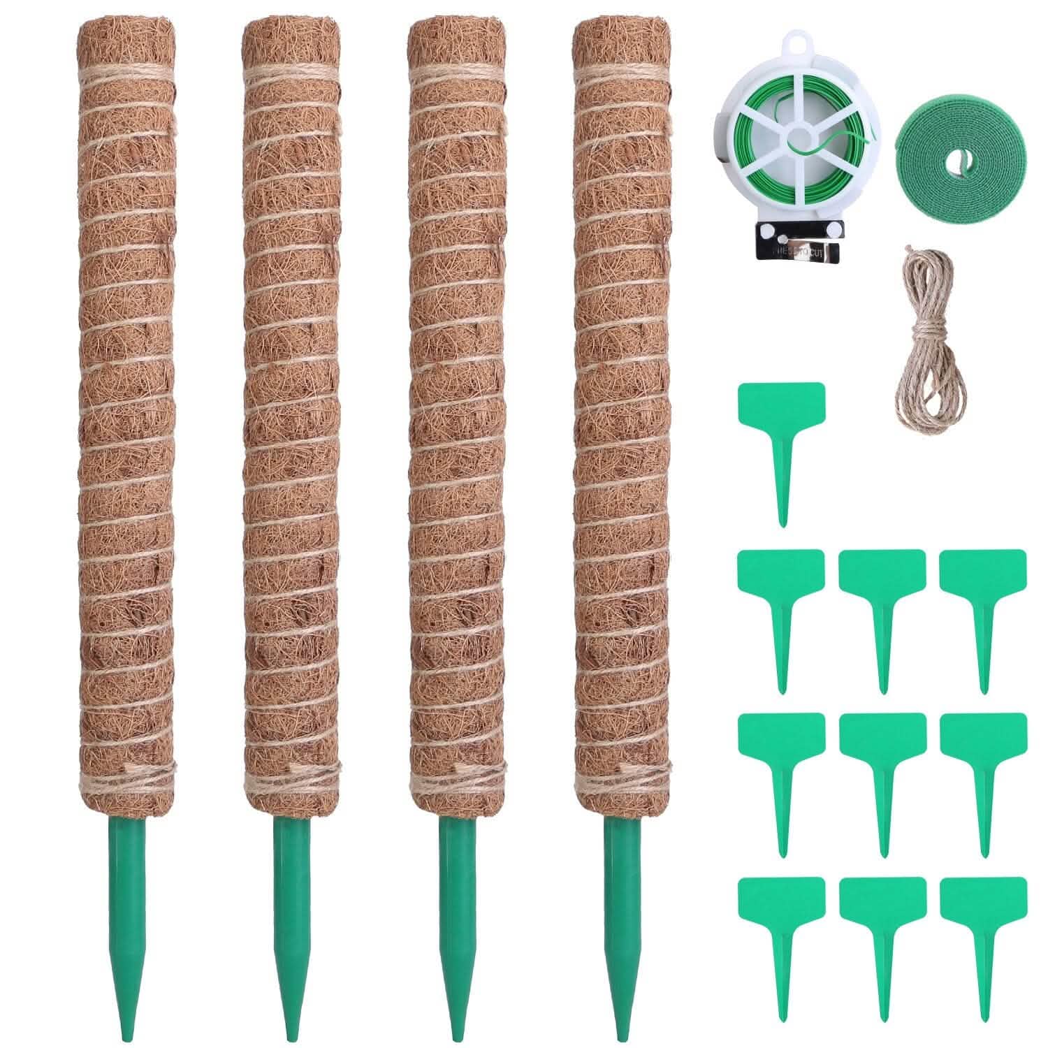 4-Pieces: Coco Coir Extendable Moss Pole for Climbing Plants