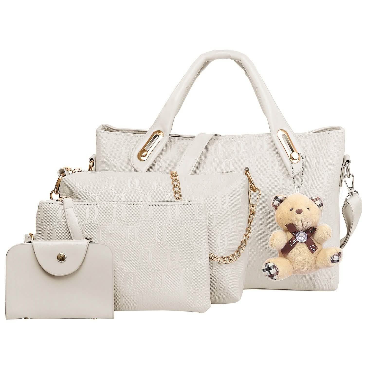 4-Pieces: Women Leather Handbag