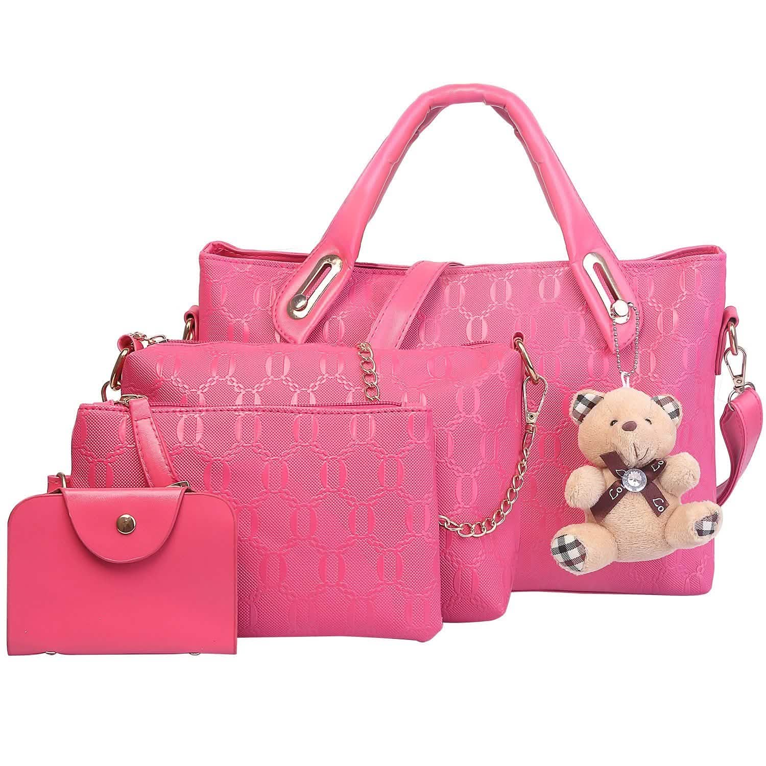 4-Pieces: Women Leather Handbag