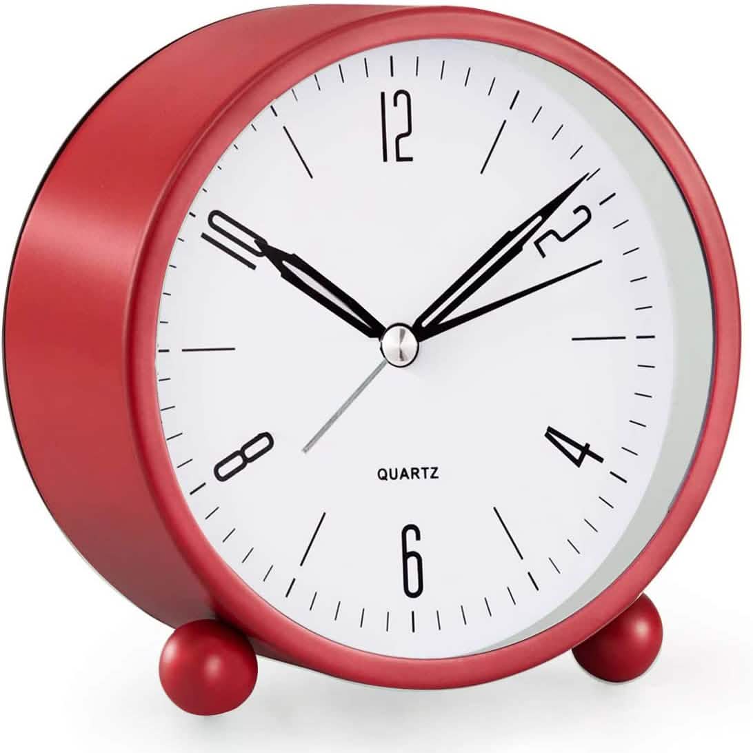 4" Super Silent Non Ticking Analog Alarm Clock with Night Light