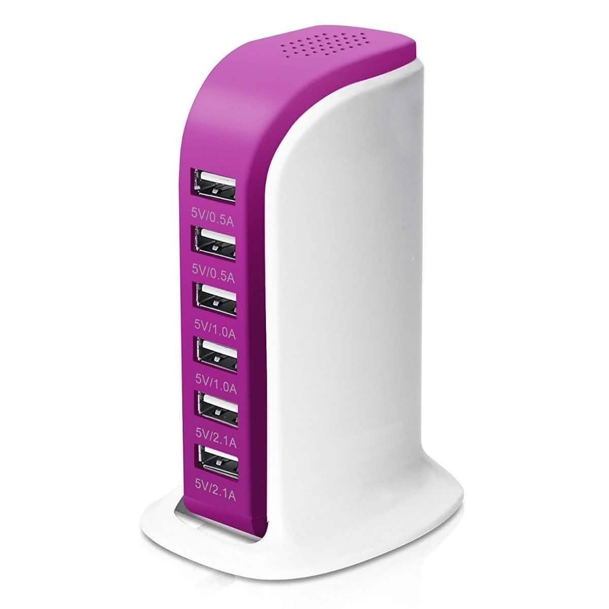 40-Watt 6-Port USB Charging Station for Smart Phones and Tablets