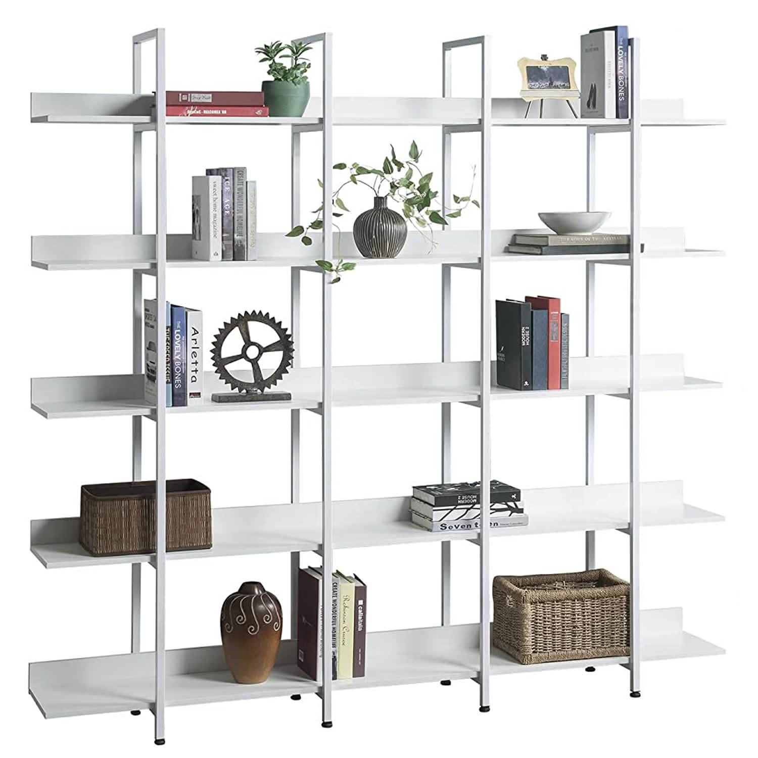 5-Tier Bookcase Tall Bookshelf, Storage Shelf with Metal Frame