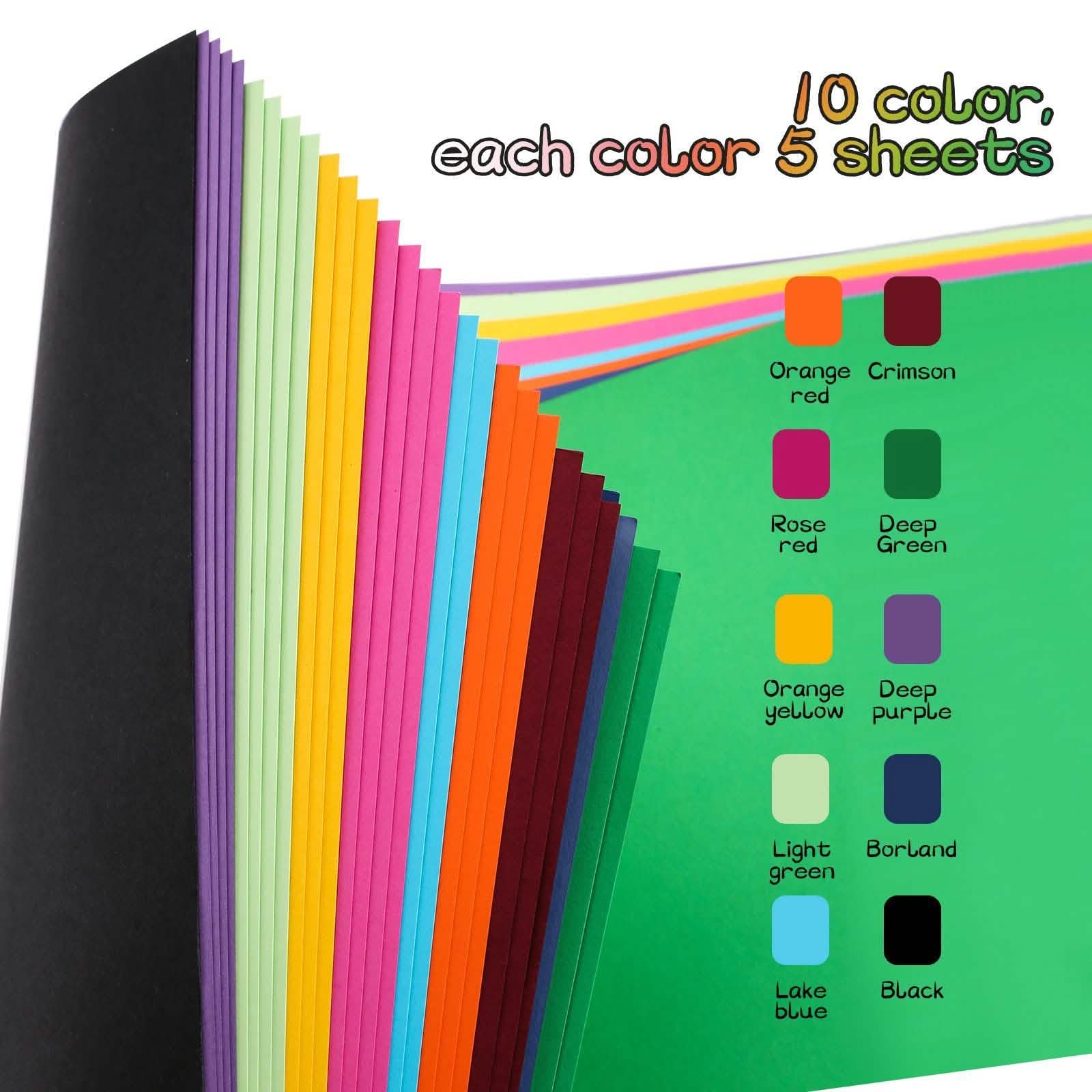 50-Pack: Image Poster Board 10 Assorted Colors A3 Size