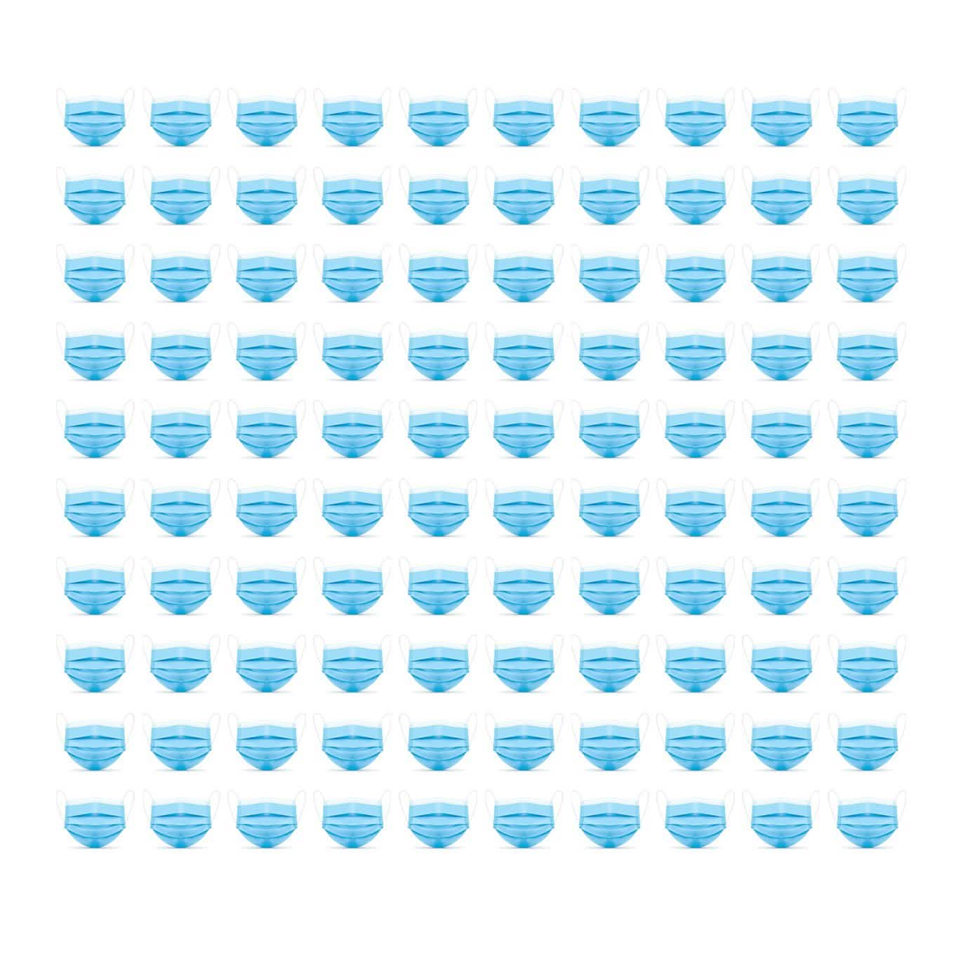 50-Pack or 100-Pack of 3 Layer Disposable Protective Face Masks