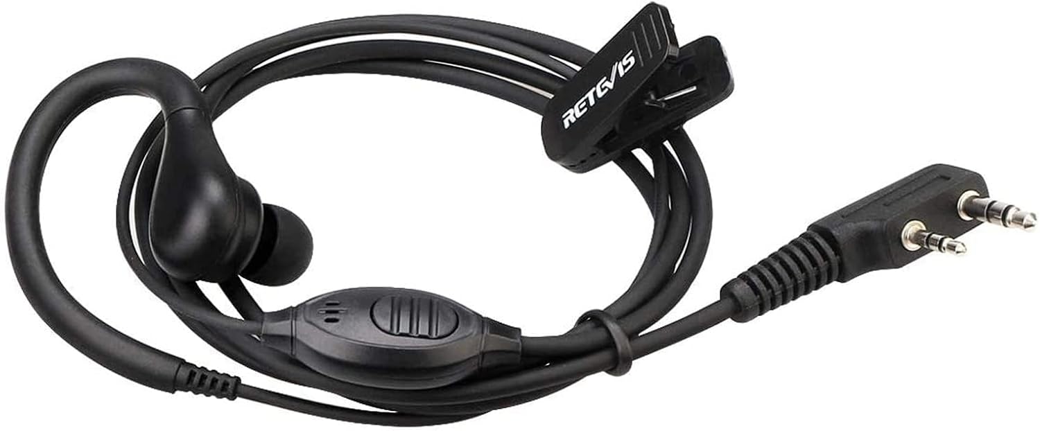 Retevis RT22 Walkie Talkie Earpiece with Mic, 2 Pin, for RT22 RT68 RT21 H-777 RT27 RT86A RT86S, Compatible with Pxton Baofeng BF-888S BF-T26 Kenwood Two Way Radio, Two Way Radio Earpiece(6 Pack)