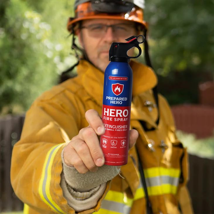 Prepared Hero Fire Spray - Mini Fire Extinguishers for House, Car, Garage - Kitchen Small Fire Extinguisher for Home, 100% Organic - Compact, Portable & Easy to Use, Non-Toxic - 2 Pack