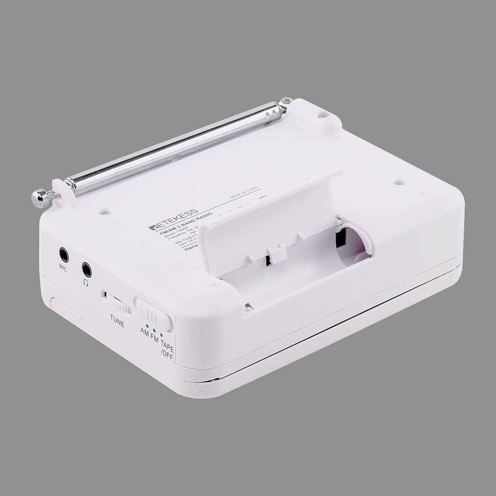 Retekess TR606 Cassette Tape Player, Cassette Player Recorder, Built-in Speaker, AUX/Microphone Jack, Support AUX Line in Record, AM FM Radio, Powered by DC or AA Battery (White)