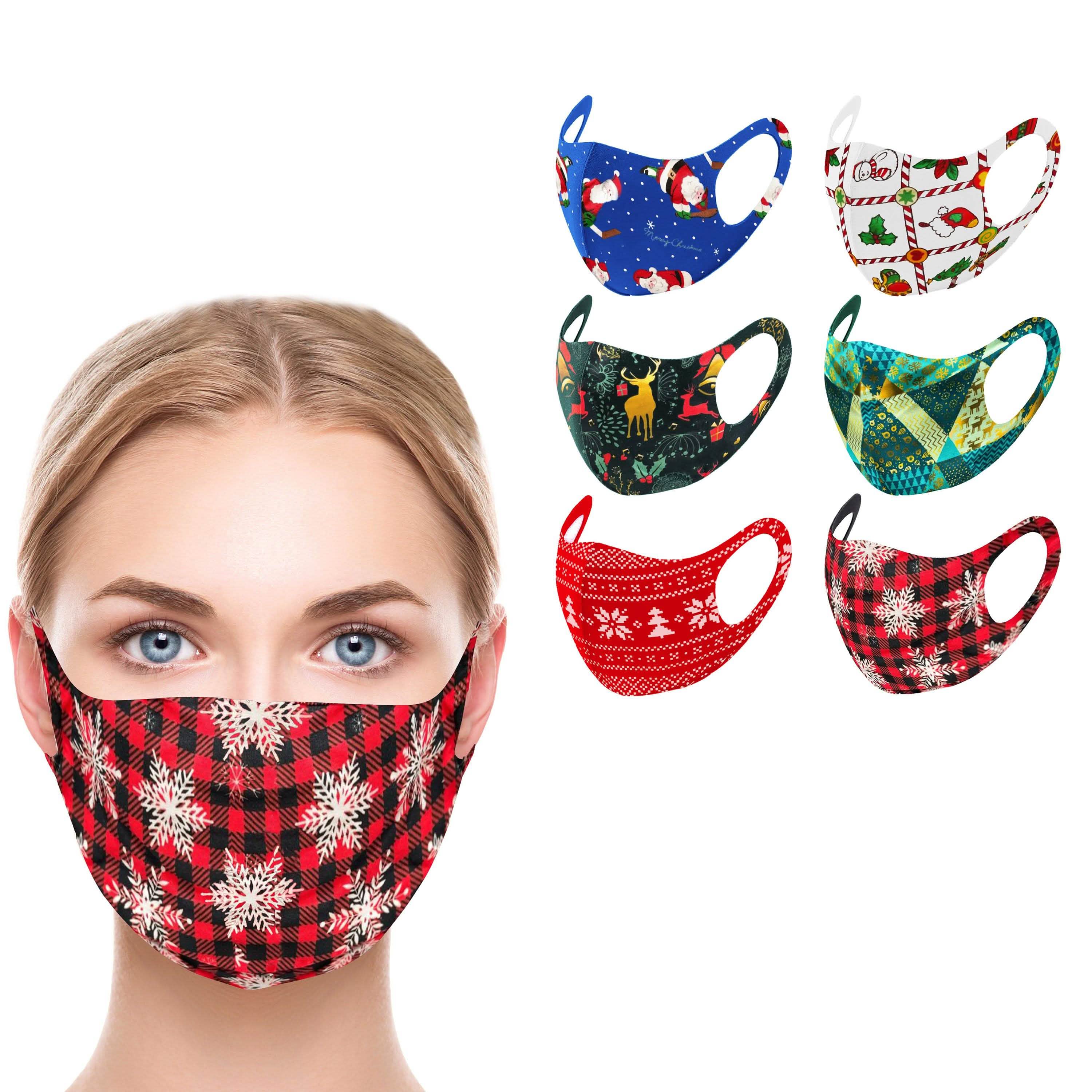 6-Pack: Reusable Holiday-Themed Face Masks