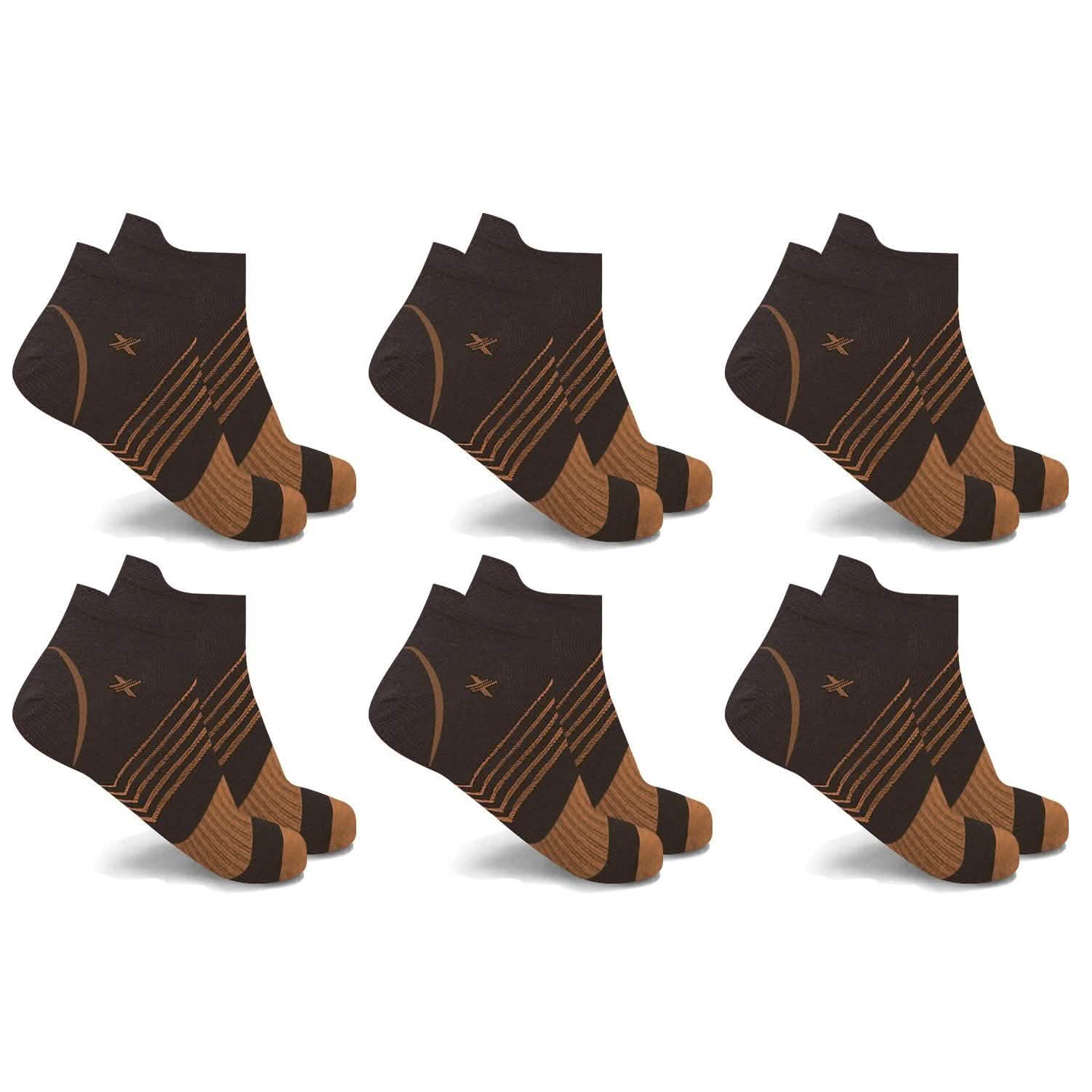 6-Pairs: Ultra V-Striped Ankle Compression Socks