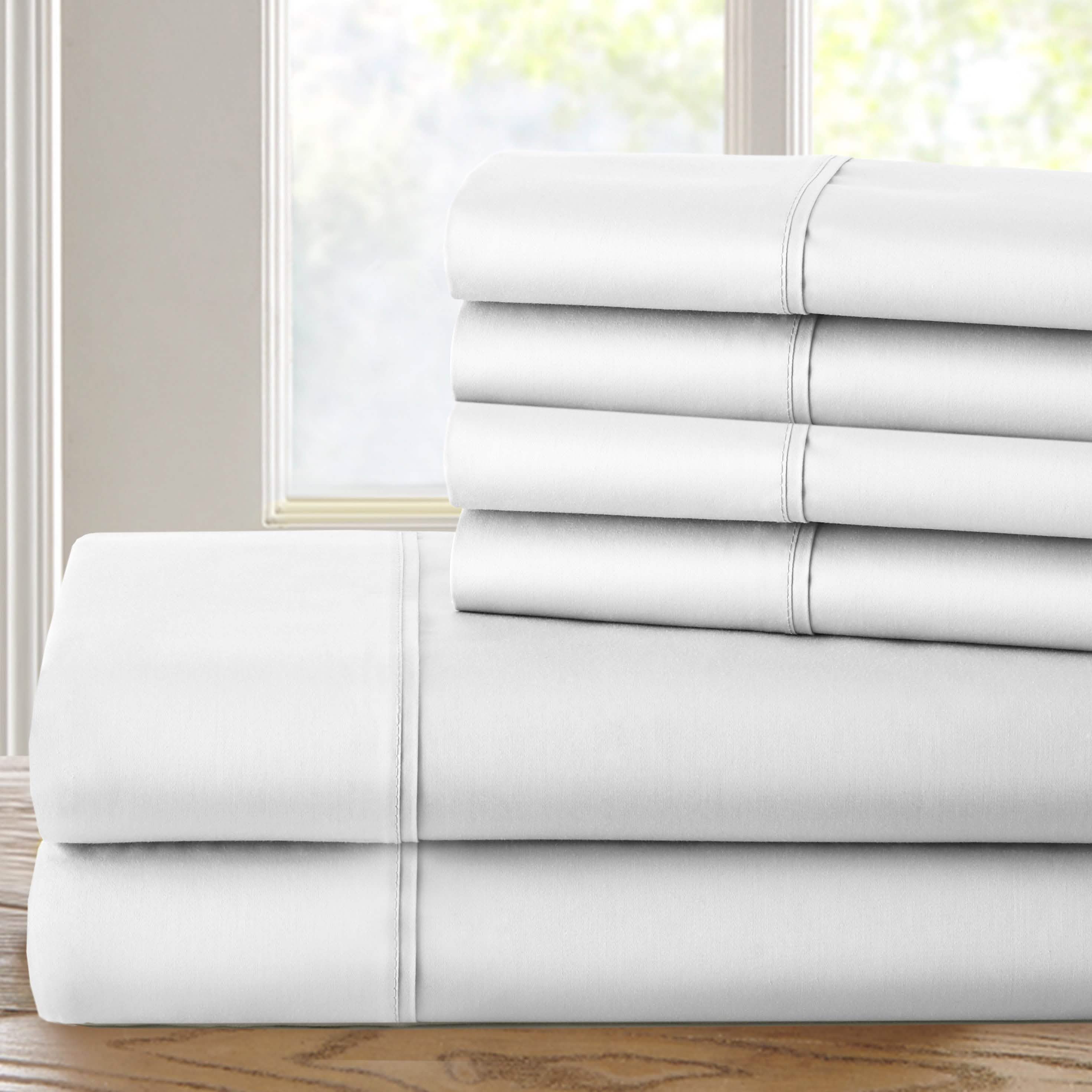 6-Piece: 1200 Thread Count Cotton Rich Solid Sateen Sheet Set