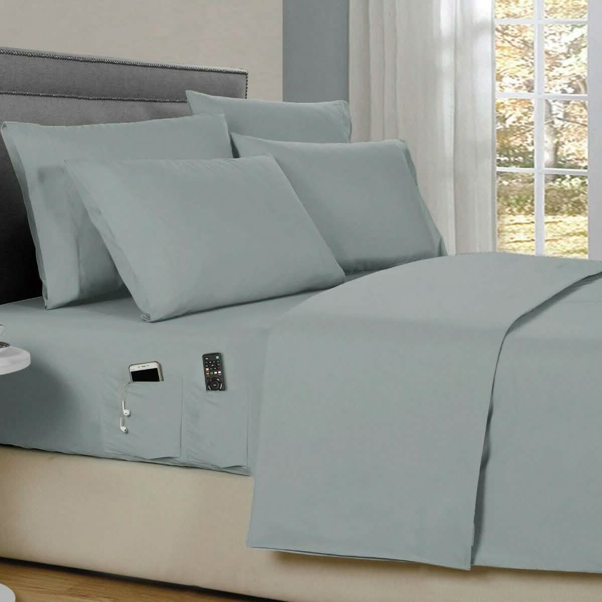6-Piece: Bamboo Smart Sheet Set With Storage Pocket