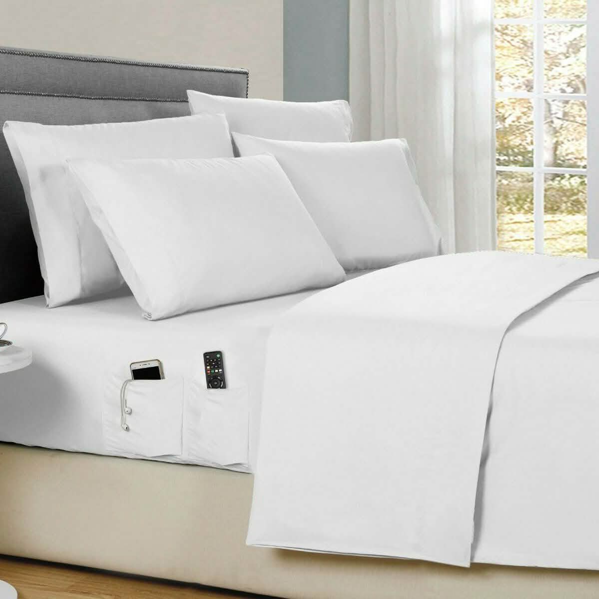 6-Piece: Bamboo Smart Sheet Set With Storage Pocket