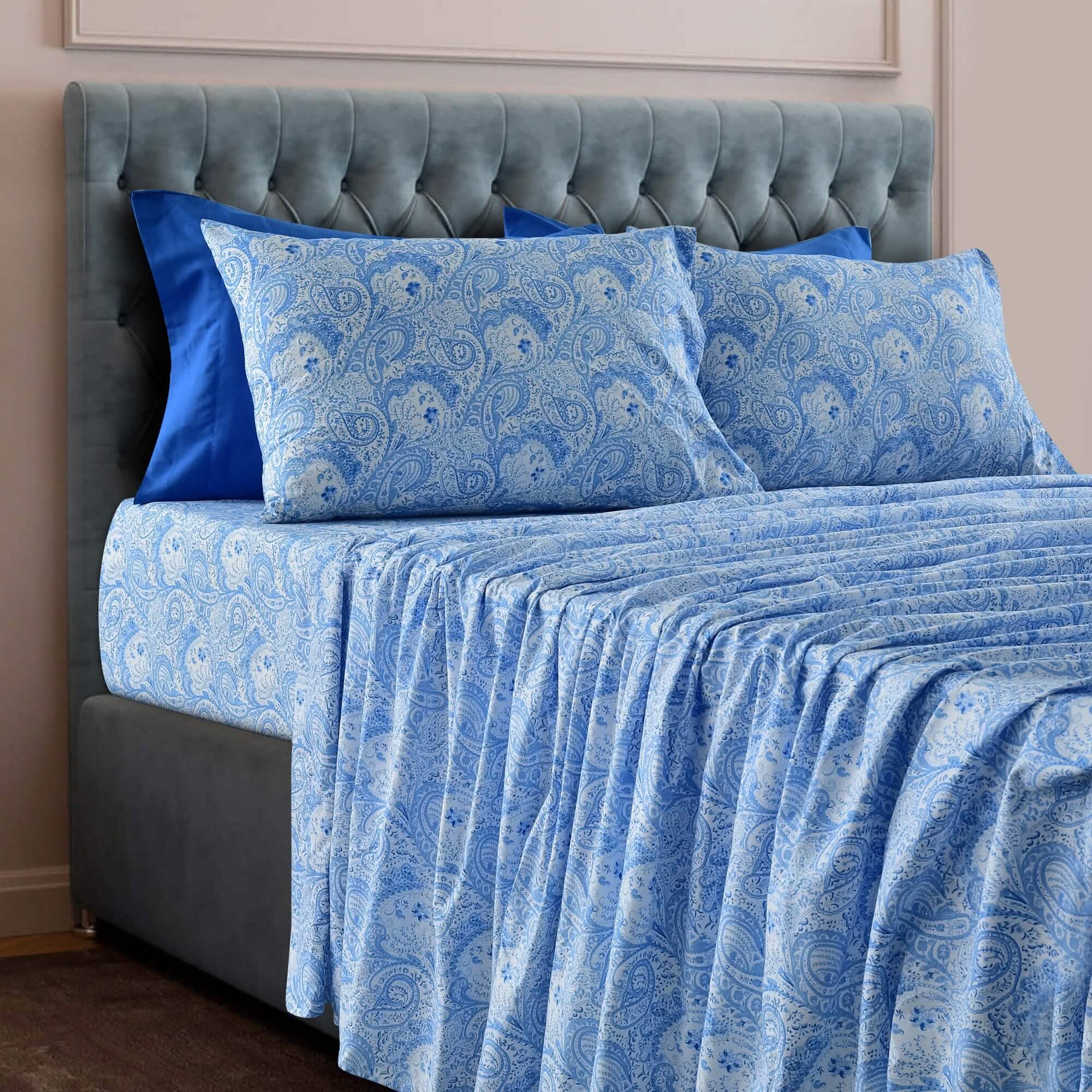 6 Piece Paisley Printed Sheet Set Bed Sheets Deep Pocket Bedding