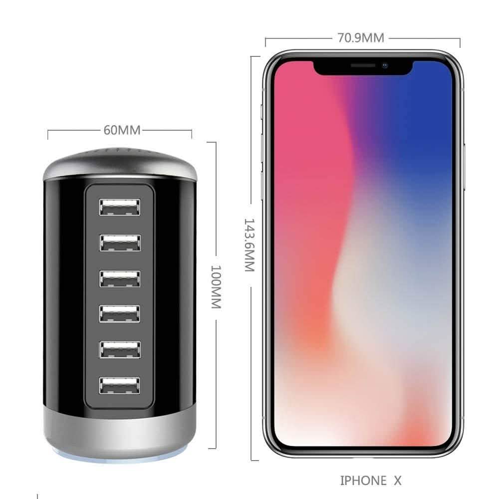 6 USB Port 30W Smart Charging Tower - Assorted Colors