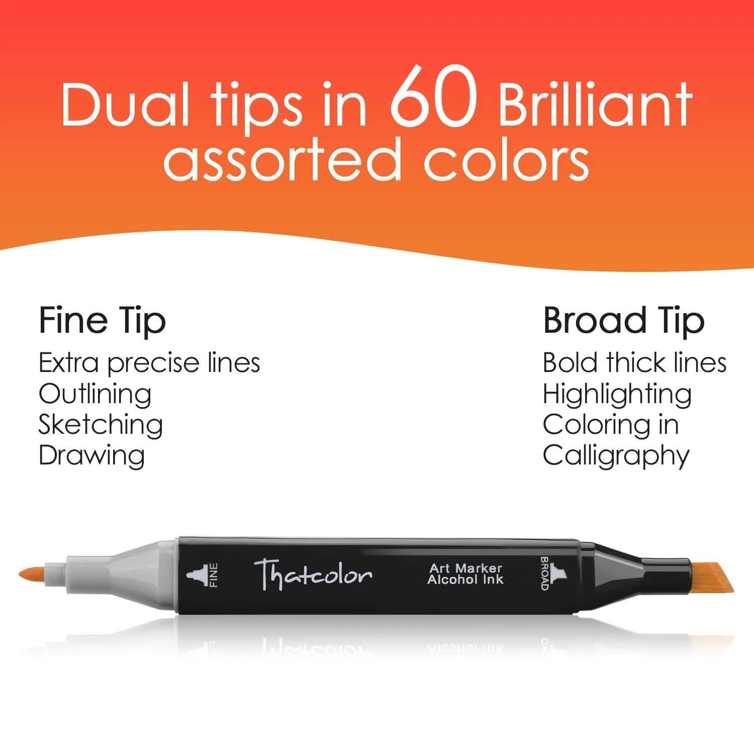 60-Piece: AGPtek Colors Dual Tips Marker Pen Set
