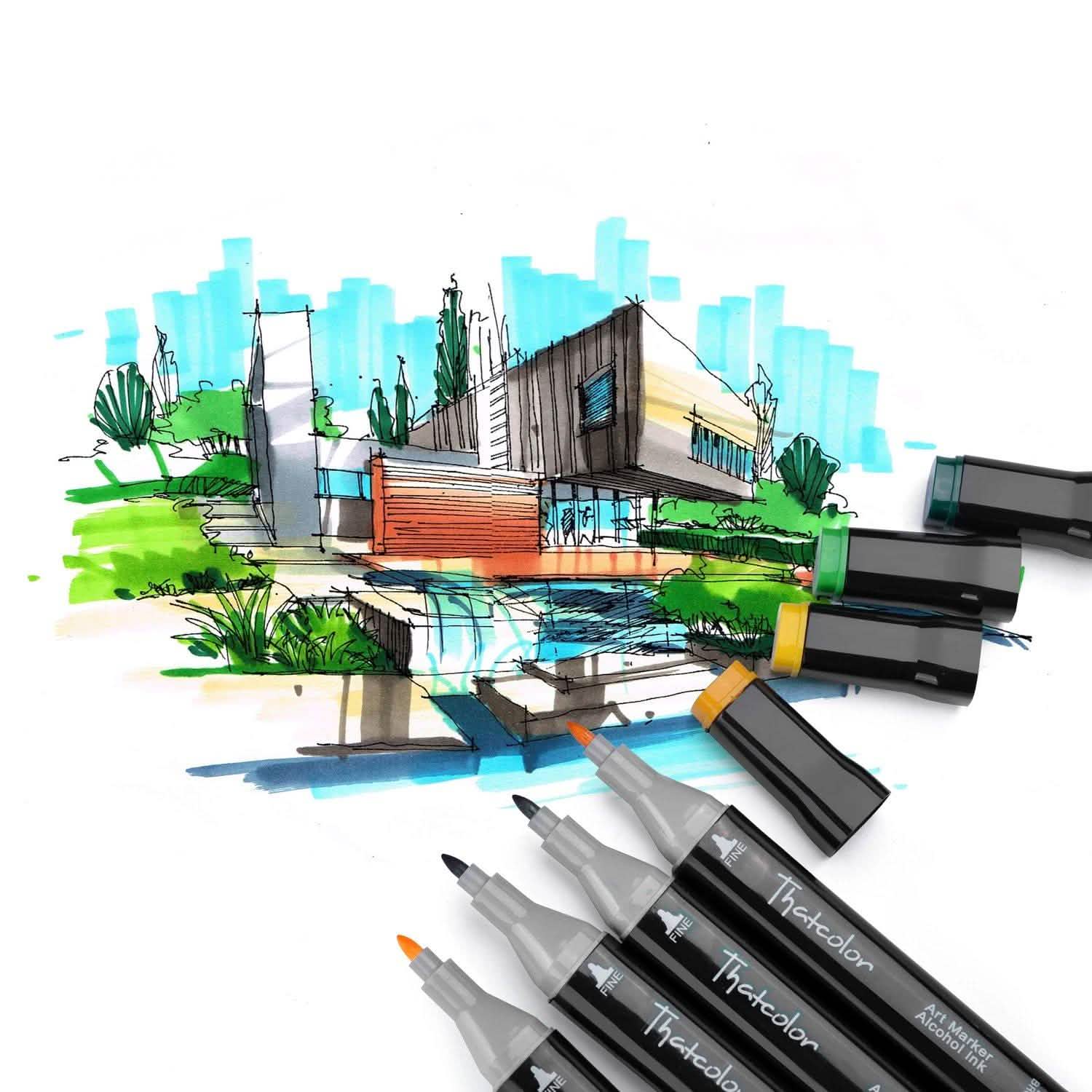 60-Piece: AGPtek Colors Dual Tips Marker Pen Set