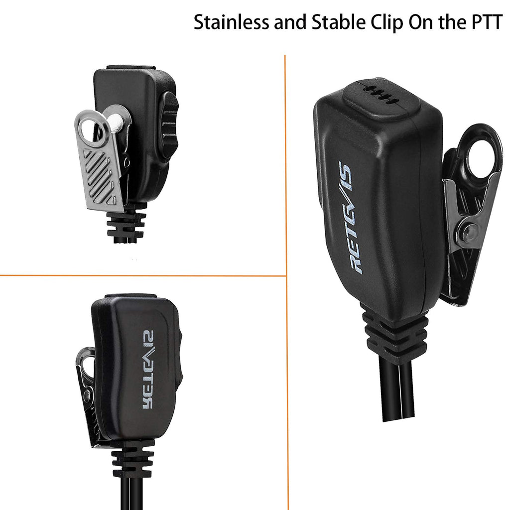 Retevis Case of 10, Two Way Radio Earpiece with Mic Single Wire Earhook Headset for RT22 RT21 RT68 RT68H H777 H777H RT86A RT86S, Compatible with Pxton Baofeng BF-888S BF-T26 Kenwood Walkie Talkies