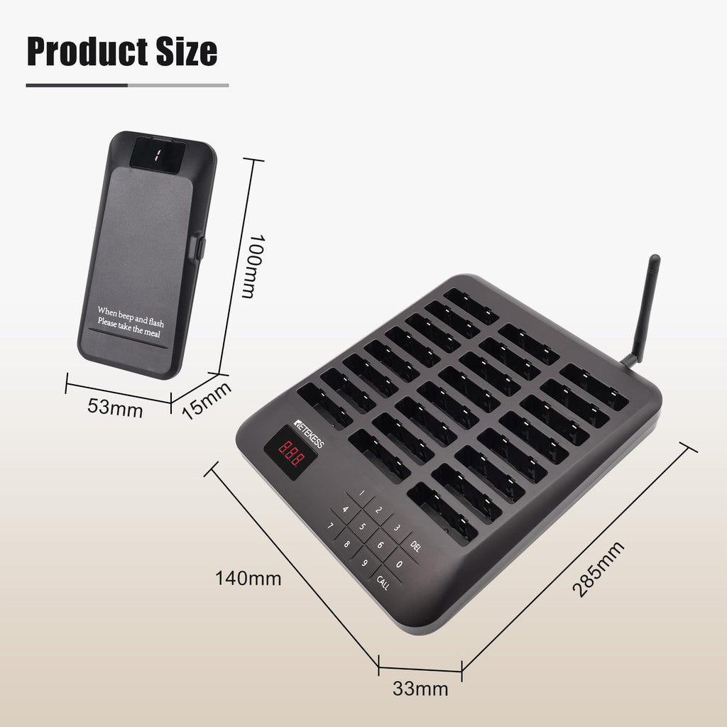 Retekess TD157 Restaurant Pager System, Pagers for Restaurants,984ft Long Range, 16 Pagers and Beepers for Food Truck, Bars, Food Court, No Vibration Mode