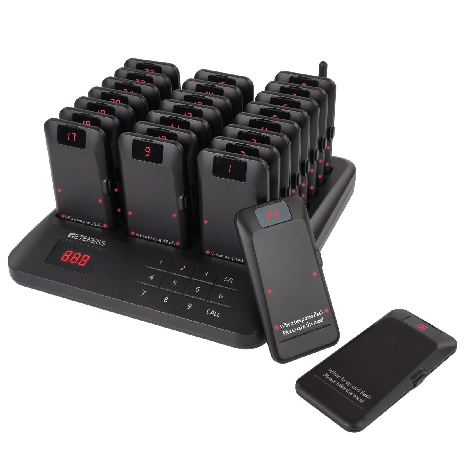 Retekess TD157 Restaurant Pager System, Pagers for Restaurants,984ft Long Range, 16 Pagers and Beepers for Food Truck, Bars, Food Court, No Vibration Mode