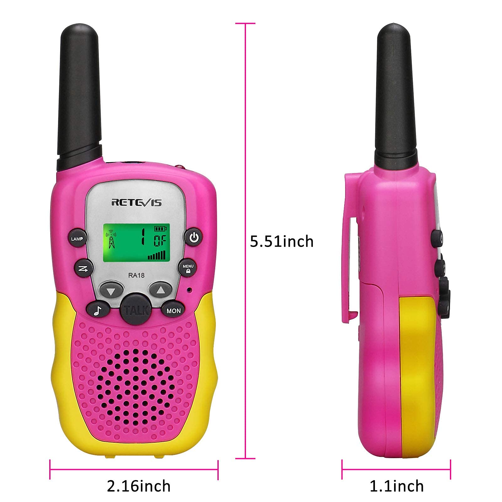 Retevis RT388 Walkie Talkies for Kids, Birthday Gifts for 6 7 8 9 10 11 12 Year Old Girls, 22 CH LCD Flashlight, Pink Walkie Talkies Christmas Gifts Toys for Girls(Pink, 2 Pack)