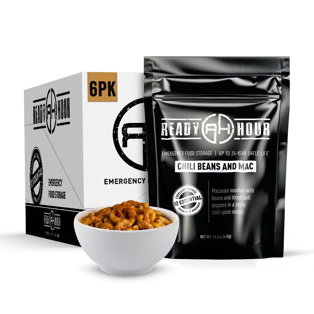 Ready Hour Mac and Cheese Case Pack (24 Servings), Freeze-Dried, Mac and Cheese Bulk, Survival Emergency and Real Non-Perishable Food, Long-Term Storage Food, 25-Year Shelf Life