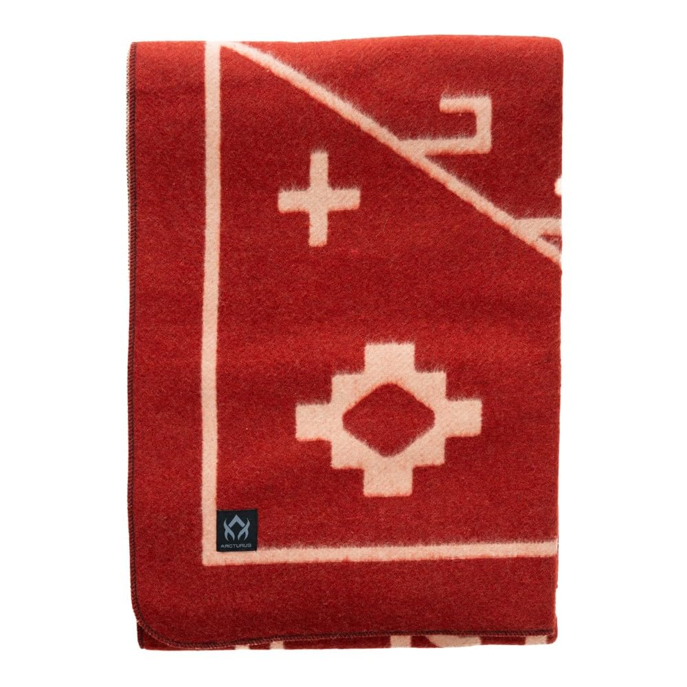 Arcturus Rainier Wool Blanket - 4.5lbs Warm, Heavy, Washable, Large | Great for Camping, Outdoors, Survival & Emergency Kits (Sunset Peak)